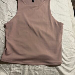 Boxy Pink Tank Top with High Neckline